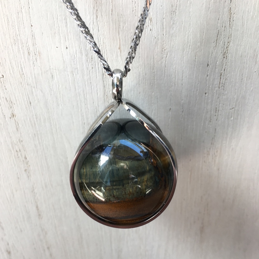 Blue Tiger Eye (Hawk Eye) Necklace.